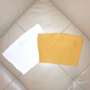 boohoo Ribbed Crop Bandeau x2